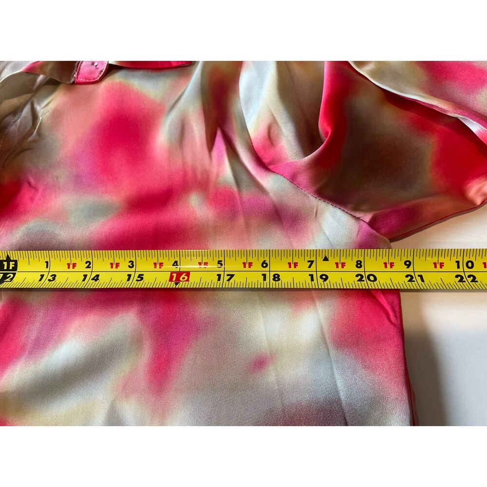 Jodifl Satin Blouse NEW Sz M Button Up Long Sleeves Watercolor Print Colorful - Picture 8 of 9